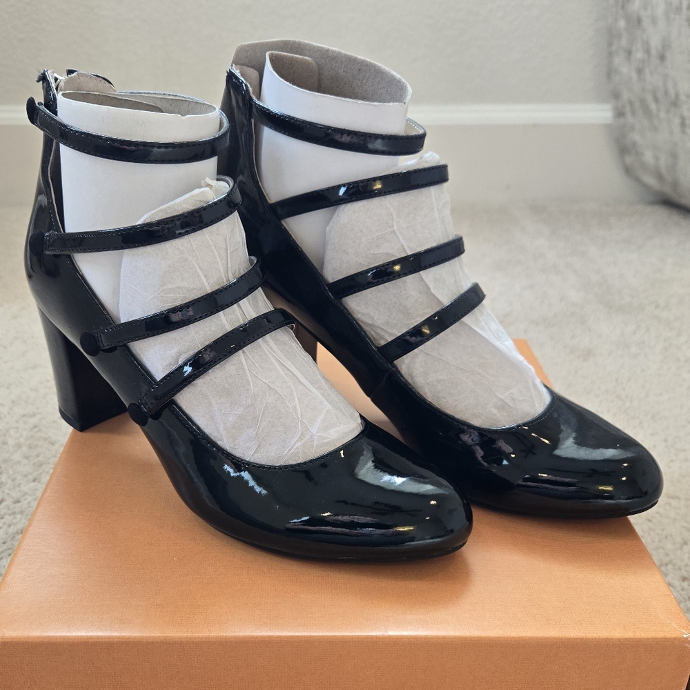 Unisa Black Faux Patent Leather Mary Janes